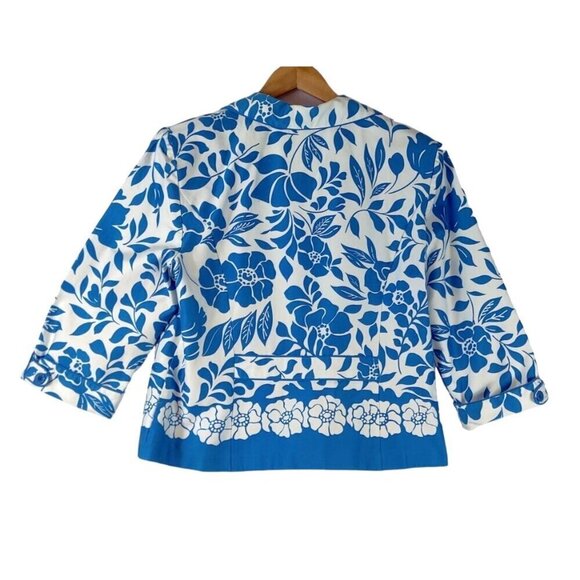Summer Spring Blazer Jacket Blue White Floral 18 Sag Harbor 3/4 Sleeve Career - Picture 6 of 13
